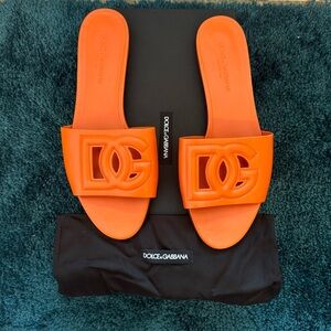 Calfskin Sliders with DG logo, women’s size 39/ 8.5